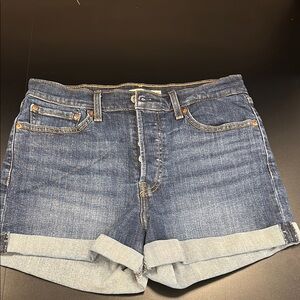 Levi's Blue Jean Shorts with Rolled Hems and Distressed Details